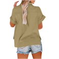thumbnail image 2 of Chemise en Coton et Lin pour Femmes, Manches Courtes, Col en V, Ample, Décontractée, Été, Plage, Travail, 2 of 4