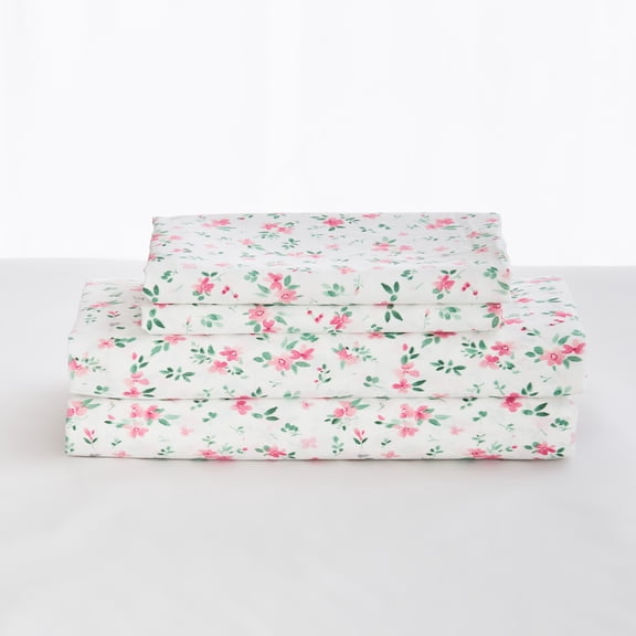 Gogreen Ensemble de Draps Grand 4 Pcs à Poches Profondes Convient à 16 Pouces, Microfibre Respirante Douce Ensemble de Draps Format Grand, Ensemble de Draps Style Hôtel, Cadeau pour Femmes, Hommes - Floral Rose
