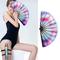 thumbnail image 2 of Binwennn Rainbow Paper for Kids Hand Held Fans for Boys Boots On The Ground Fan Large Ho Lographic Folding Handheld Fan For Line Dancing Ir Idescent Clack Hand Fan Rave Fans Foldable Craft Holding La, 2 of 7