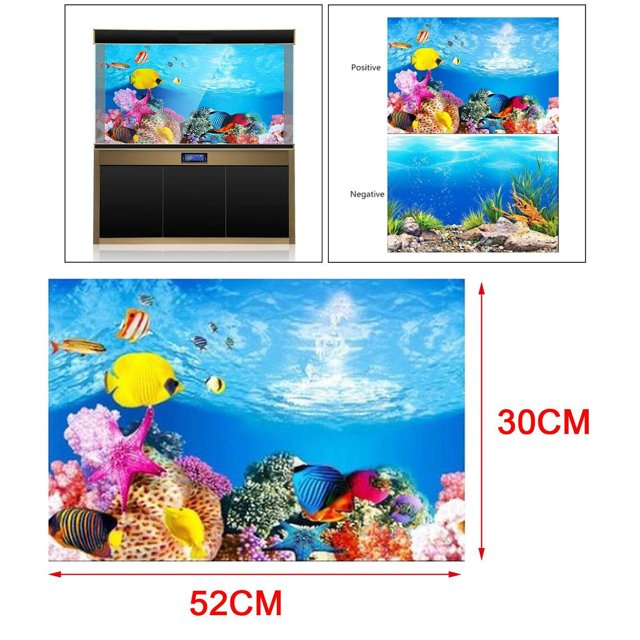 Ocean PVC Aquarium Background Poster Fish Tank Decoration Landscape Underwater Pattern Picture Posters 30x52cm
