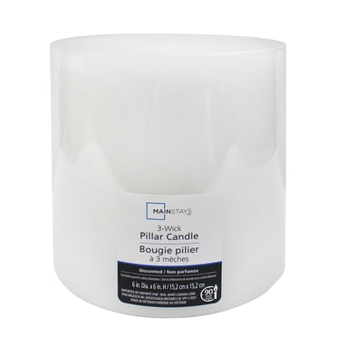 Mainstays Unscented White Pillar Candle