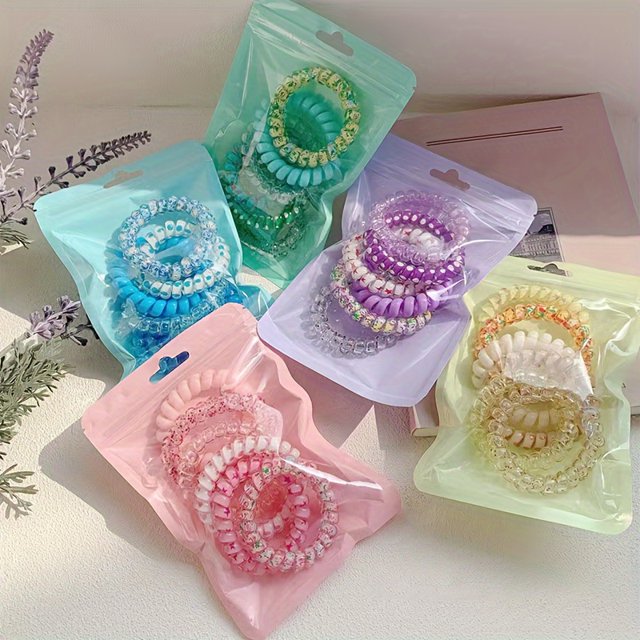 LOVEVER 30pcs Vibrant Colorful Telephone Wire Hair Ties - Soft Gentle Versatile Hair Accessories for Girls - Perfect Small Gift Idea for Birthday Party or Daily Use