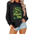 thumbnail image 1 of VKOYWKM Chandails en Molleton Joyeuse Saint-Patrick pour Femmes Imprimé Lettre Drôle Chandail Chandails en Molleton Coupe Ample Manches Longues Col Rond Chandail Shrits Vert, 1 of 5
