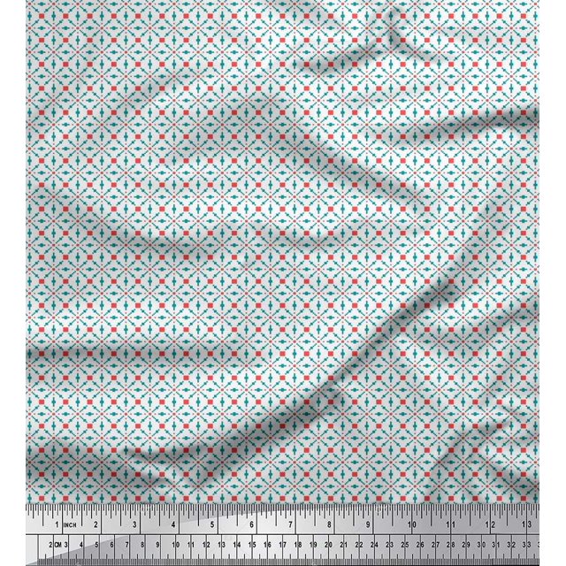Soimoi Polyester Crepe Fabric Geometric Small Print Sewing Fabric Yard 52 Inch Wide