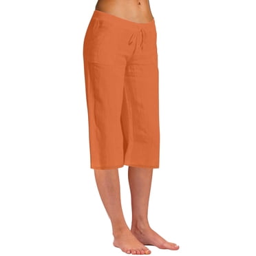 jovati Pantalon à Taille Élastique pour Femmes Mode Femmes Été Décontracté Ample Poches Taille Élastique Pantalon Uni Pantacourts Pantalon Taille Élastique Pantacourts pour Femmes Pantacourts pour Femmes Été Décontracté