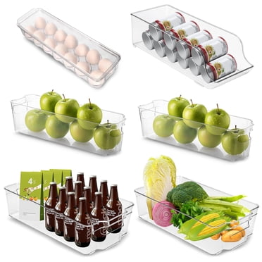 Bacs de Rangement pour Aliments de Réfrigérateur, 6 Pcs, Bacs de Frigo en Acrylique Empilables pour Congélateur