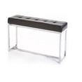thumbnail image 1 of Green Velvet Upholstered bench with stainless stain base., 1 of 2