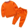 thumbnail image 2 of LSLJS Ensemble Automne Hiver pour Bébés Garçons Filles, Chandail à Col Rond et Pantalon de Jogging Couleur Unie (Orange, 9-10 Ans), 2 of 5