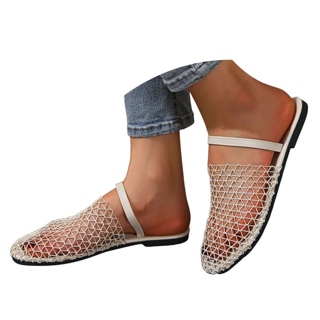 Dakaela Ballerines en Maille pour Femmes, Ballerines en Résille, Bride à Boucle, Mules Mary Jane, Sabots, Chaussures