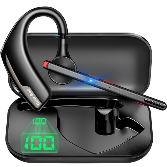New Bee Bluetooth Earpiece Wireless Earpiece Single-Ear Earpiece w/Noise-Canceling Mic Headset for Cell Phone