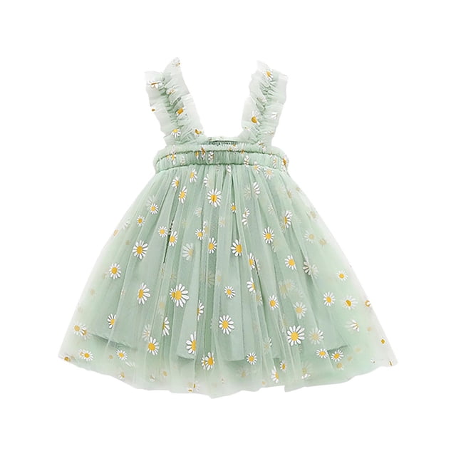 Birdeem Robe d'Été Adorable pour Bébé Filles Robe Douce Sans Manches à Bretelles Imprimé Fleurs Dentelle Robe d'Été