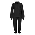 thumbnail image 1 of Women‘s Autumn And Winter Elegant Solid Color Style Thread Long Sleeve Pants Set, 1 of 4