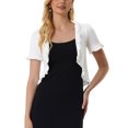 thumbnail image 1 of INSPIRE CHIC Cropped Cardigan for Women's Open Front Ruffle Knit Shrugs XS White, 1 of 6