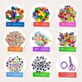 thumbnail image 2 of YOPTOP 1500 Pcs Art and Craft Supplies for Kids, Toddler DIY Craft Art Supply Set Included Pipe Cleaners, Pom Poms, Feather, Folding Storage Box,Purple, 2 of 5