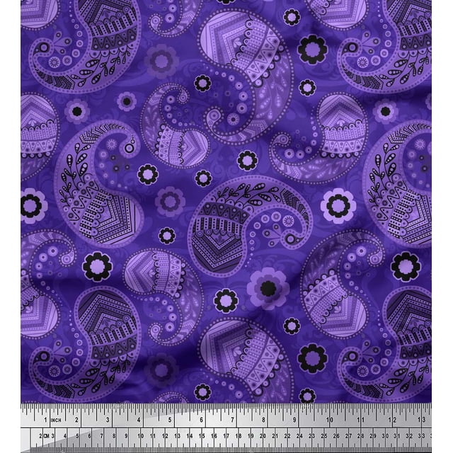 Soimoi Cotton Poplin Fabric Floral & Paisley Print Sewing Fabric Yard 56 Inch Wide