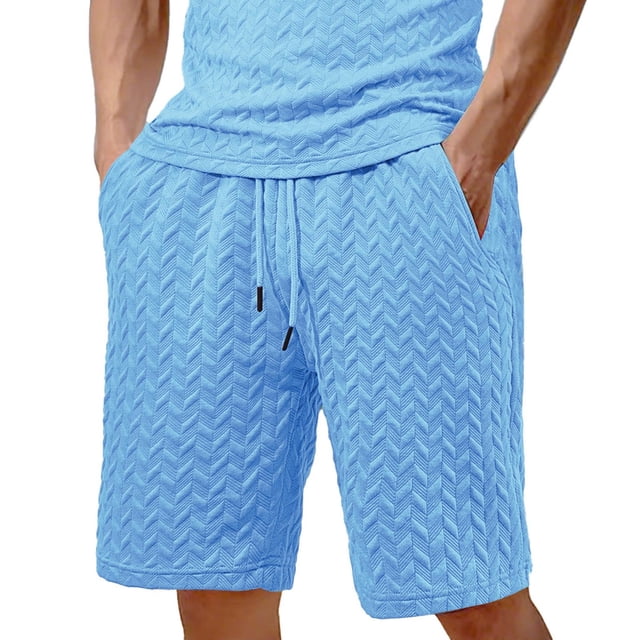 hotojiny Mens Athletic Shorts with Pockets Solid Drawstring Wide Leg Textured Short Pants Casual Breathable Golf Workout Beach Shorts
