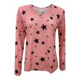 thumbnail image 4 of Pompotops Mode Décontractée pour Femmes Col en V Manches Longues Imprimé Étoile T-Shirt Blouse, 4 of 4
