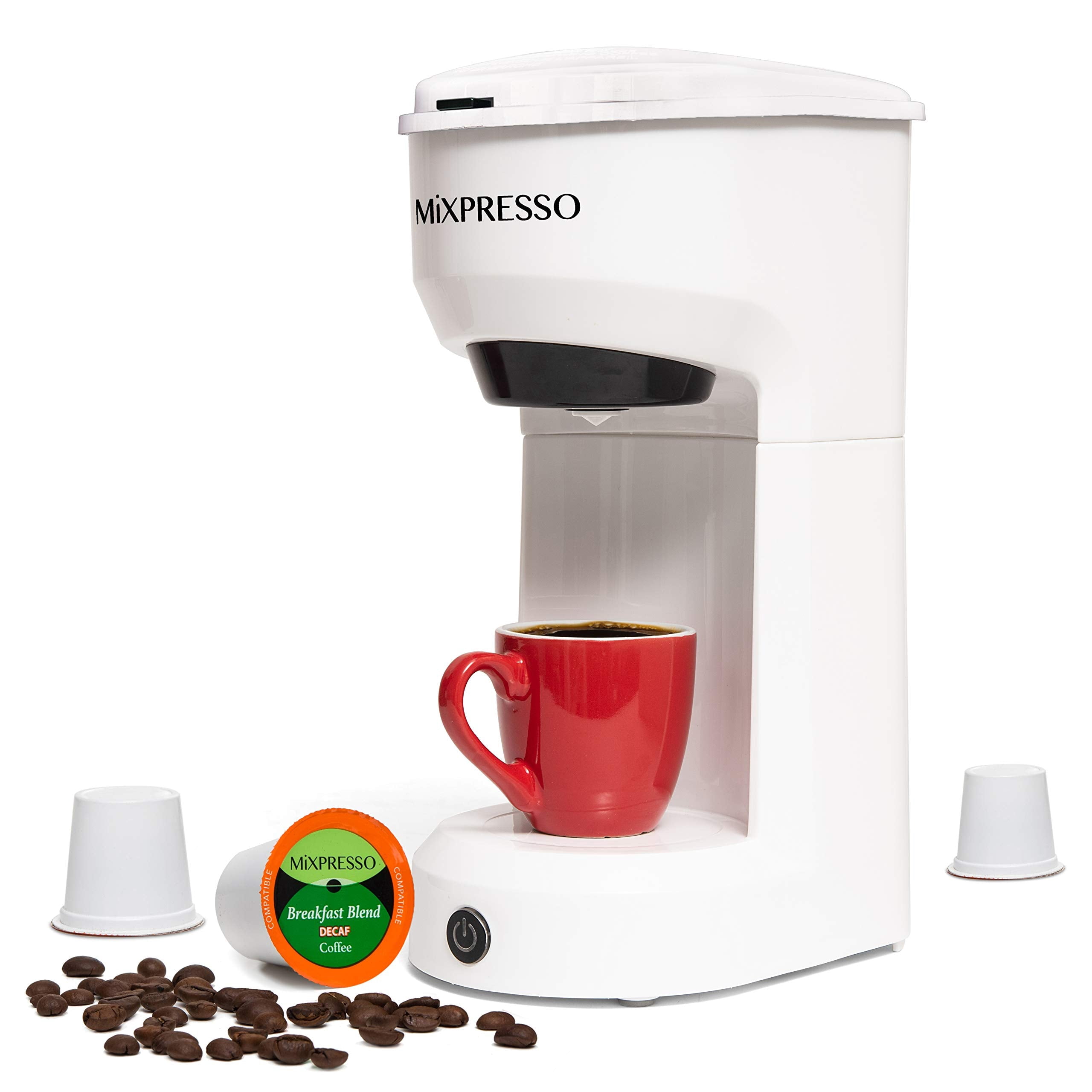 Mixpresso 2 in 1 Brewer Single Serve Coffee Maker for K Capsule and Ground Coffee, Single Cup Coffee Machine, Compact Size Mini Coffee Maker Quick Br