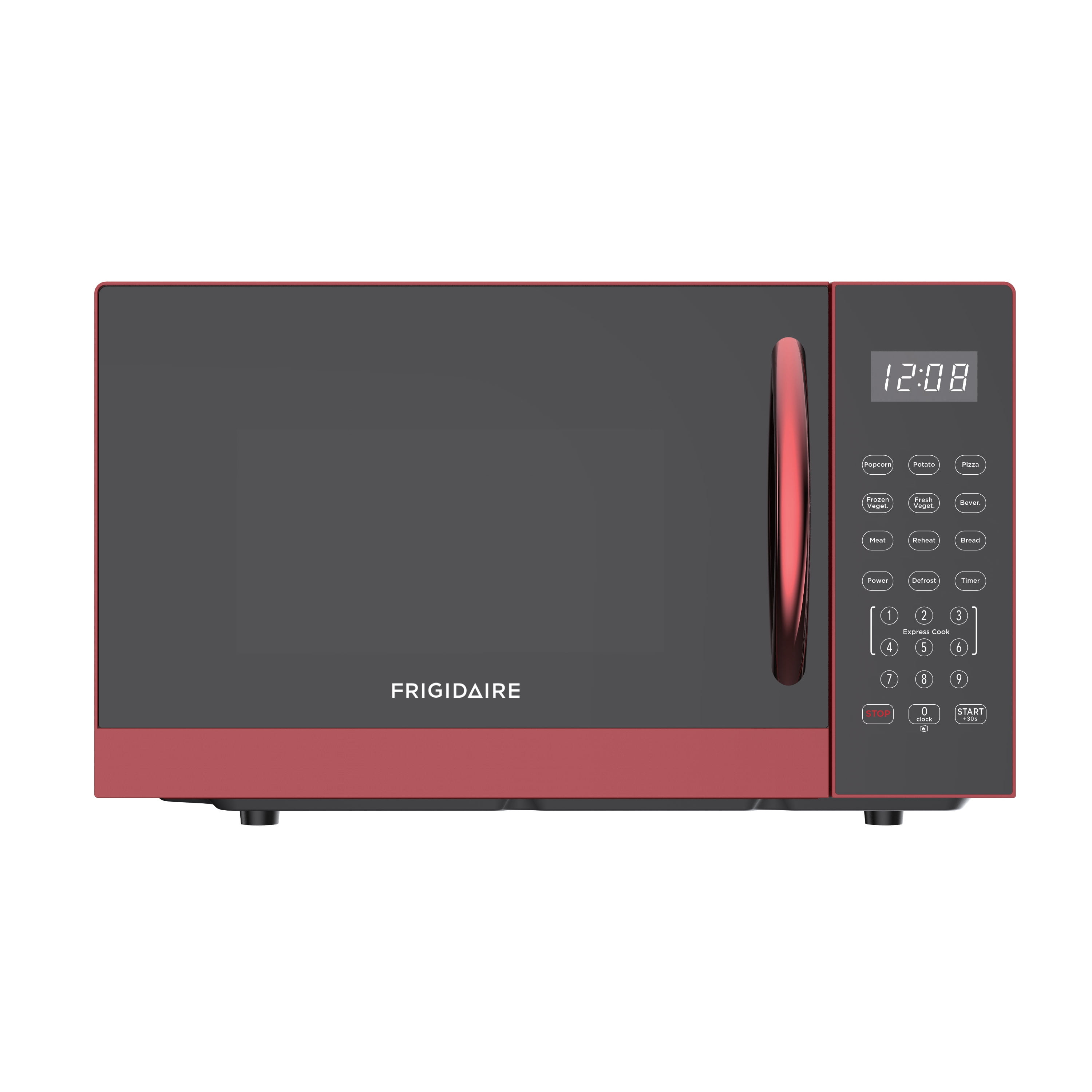 Frigidaire 0.9 Cu. ft. Low Profile Countertop Microwave Oven, 900 Watt Microwave with 10 Power Levels, Red