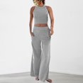thumbnail image 1 of Ensemble de Pantalons 2 Pcs pour Femmes, Col Rond, Poches, Tenue de Vacances Décontractée (Noir P), 1 of 9