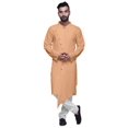 thumbnail image 1 of Atasi Kurta à Manches Longues Style Angrakha en Satin de Coton pour Hommes, Kurta Uni de Designer, 1 of 5