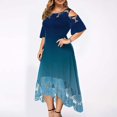 thumbnail image 3 of CHUANK Summer Plus Size Maxi Dresses For Wedding Guest Lace Stitching Dress Cold Shoulder Long Dresses Short Sleeve, 3 of 6