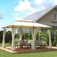thumbnail image 2 of Outsunny 10' x 13' Double Roof Patio Gazebo with Curtains, Cream White, 2 of 10