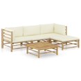 thumbnail image 1 of vidaXL 5 Piece Garden Lounge Set with Cream White Cushions Bamboo, 1 of 5