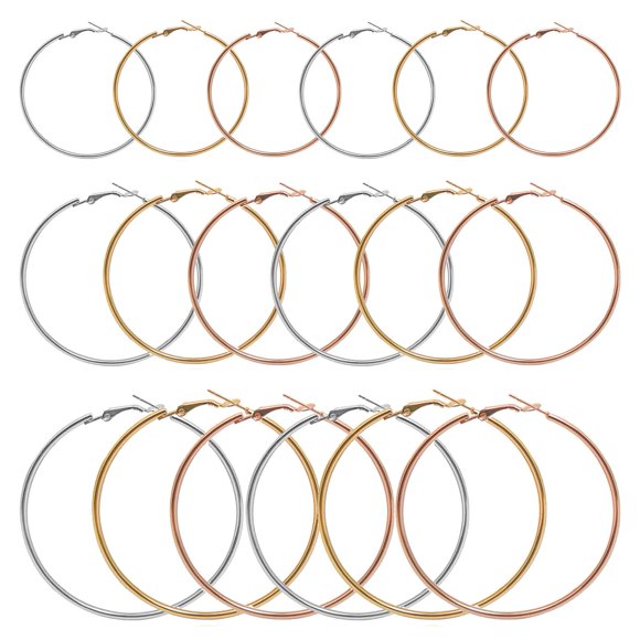 54 Pcs Boucles d'Oreilles Créoles de Perles 3 Tailles 3 Couleurs Créoles Rondes Créoles Ouvertes pour Fabrication de Bijoux Bricolage Création Artistique Cadeau Mariage Fête