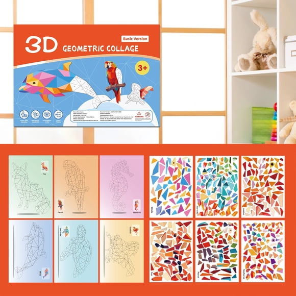 Apmemiss Clearance Geometry Puzzle Toys DIY Stickers Early Education Focus On Manual Training Enlightenment