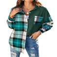 thumbnail image 1 of Veste à Carreaux pour Femmes Manches Longues Col Rabattu Fermeture à Boutons Hauts Décontractés, 1 of 6