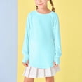 thumbnail image 3 of Girls Fall Shirts & Blouses Children Long Sleeve Crew Neck Loose Solid Color Light Blue Going Out Fall Tops for 13-14 Years, 3 of 8