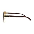 thumbnail image 4 of Mens Rectangle Double Bridge Half Rim Wood Grain Arm Mob Sunglasses Gold Brown, 4 of 4
