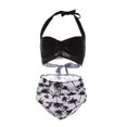 thumbnail image 3 of Leutsin Women Vintage Swimsuit Two Piece Retro Halter Ruched High Waist Print Bikini Set, 3 of 8