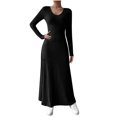 thumbnail image 2 of Yuyuzo Robes Chandails pour Femmes Décontractées d'Automne à Manches Longues, Coupe Ample, Robe T-Shirt Plissée, Bureau, Confortable, Robe Maxi Évasée, 2 of 7