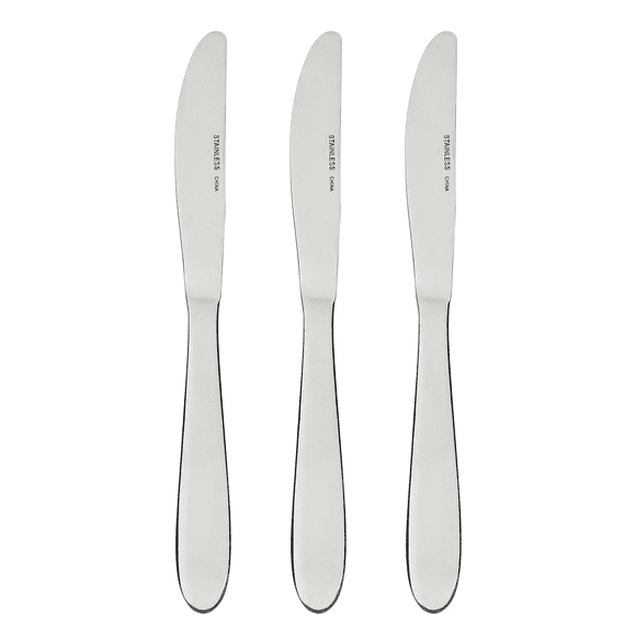 Mainstays Breck Stainless Steel Dinner Knife, Adult 3 Piece Set, Silver
