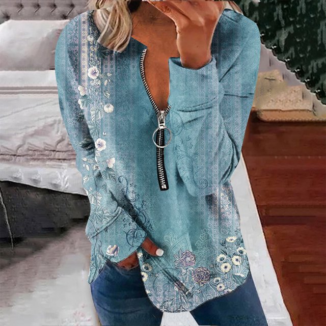 Chandails à Capuchon Mode pour Femmes 2023 Hauts Automne Manches Longues Ample Chandail à Enfiler Chemise Chic Décontracté Dames Rayé Col Rond Chandails 50 % de Rabais Liquidation Costumes d'Halloween/Noël