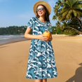 thumbnail image 4 of Vsdgher Vagues Océaniques pour Femmes Été 2025 Robes Midi Maxi Décontractées Légères à Manches Courtes à Col Rond Robe de Plage, 4 of 6