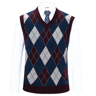 EGNMCR Tank Tops Men Men Casual Sweater Vest Uniform Pullover Cotton Knit V-Neck Vest Tops Blouse