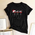 thumbnail image 2 of Qertyioot Femmes Noël Vin Verre Imprimé Manches Courtes T-shirt Décontracté Col Rond Pull Tops, 2 of 4