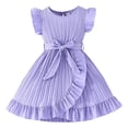 thumbnail image 1 of Splozh Tutu Robe pour Tout-Petits Filles Printemps Été Robes Manches Volantées Ligne A avec Poches Ceinturées Robe Décontractée de Fête pour Enfants Violet Pâle, 4-5 Ans, 1 of 6