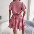 thumbnail image 4 of SMihono Robe d'Été Bohème pour Femmes Grande Taille Mode Robe d'Été Décontractée Slim en Forme de V Manches Courtes Couleur Unie, 4 of 8