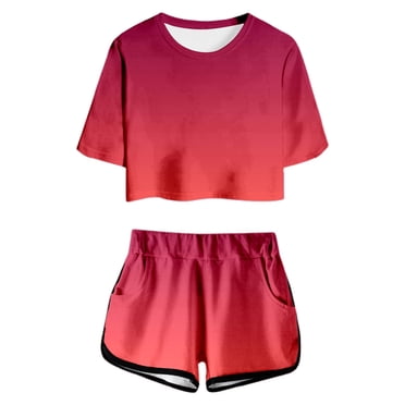 GDREDA Mommy Sunflower Dresses Girls Summer Print Short Sleeve Top And Shorts Set Cute Round Neck Pocket Casual Outfit For Teens And Juniors Lightweight And Comfortable Red,6-7 Years