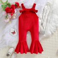 thumbnail image 4 of AherBiu Toddler Girls Romper Fall Fleece Sleeveless Baby Jumpsuit Ruffle Bell Bottom Pants Overalls, 4 of 4