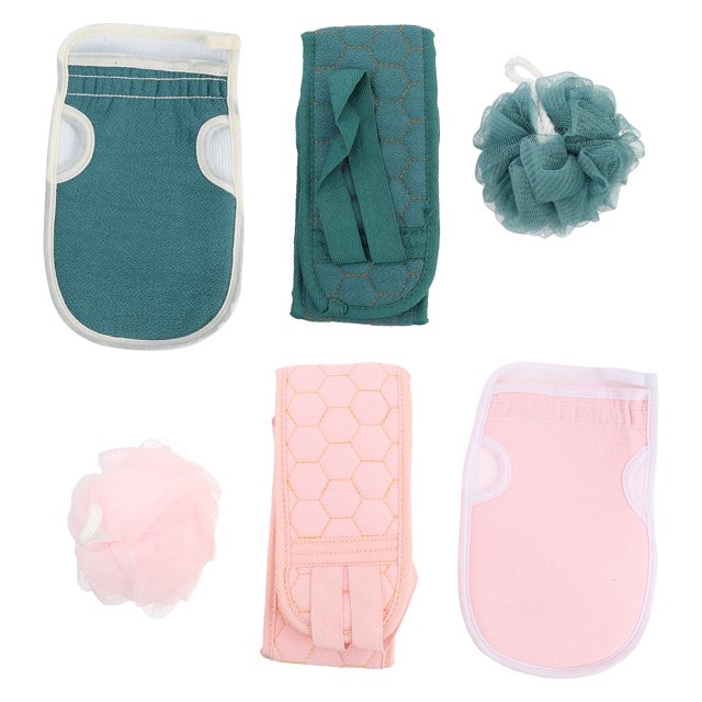 Quentinu 6Pcs Shower Bath Gloves Bathing Mesh Ball Exfoliating Back Skin Scrubber Strap
