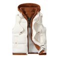 thumbnail image 2 of Pisexur Mens Winter Vest Casual Hooded Drawstring Puffer Vest Solid Color Zipper Button Outerwear Vests Sleeveless Warm Winter Vest Jacket Plus Size Puffy Vest with Pockets L-5XL, 2 of 6