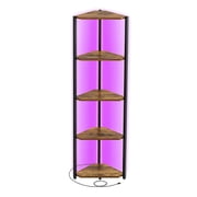 VASAGLE 5-Tier Corner Shelf, Bookcase with Adjustable LED Lights, Storage Shelf with Steel Frame, 9.8 x 18.9 x 57.7 inches, for Living Room, Bedroom, Study, Rustic Brown,Adult