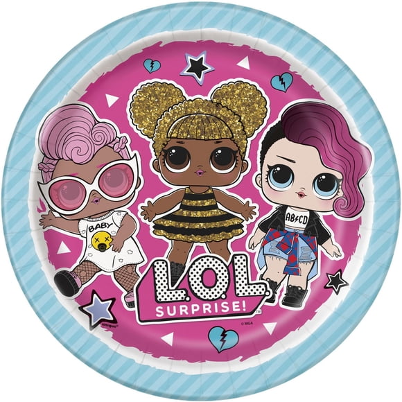 Unique Industries LOL Surprise 9" Birthday Paper Plates, 8ct