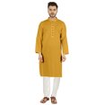 thumbnail image 1 of Atasi Ensemble Kurta Pyjama 2 Pcs pour Homme, Col Henley, Kurta Long Décontracté, 1 of 7