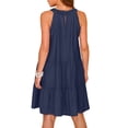 thumbnail image 4 of Penkiiy Robe d'Été Sans Manches pour Femmes, Dos Nu, Décontractée, Ligne A, à Volants, Robe de Plage, Vacances, Mini Robe, Bleu Marine, 4 of 9